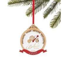 Holiday Lane Macy’s Laser Cut Wood Believe Meter Ornament