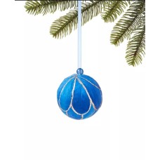 Holiday Lane Midnight Blue Ball with Feathers Ornament