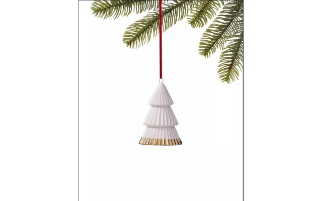 Holiday Lane Midnight Blue White and Gold-Tone Porcelain Christmas Tree Ornament