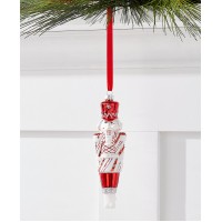 Holiday Lane Peppermint Twist Glass Peppermint Nutcracker, Red