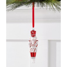 Holiday Lane Peppermint Twist Glass Peppermint Nutcracker, Red