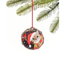 Holiday Lane Pets “Meow-y Christmas” Cat Ornament, Red