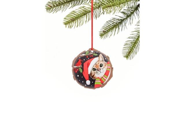  Pets “Meow-y Christmas” Cat Ornament, Red