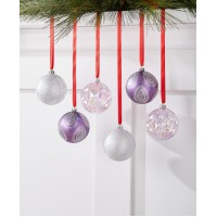 Holiday Lane Royal Holiday Set of 6 Shatterproof Silver-Tone Purple Ball Ornament