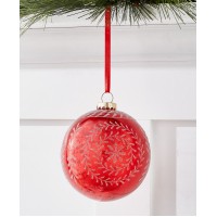 Holiday Lane Ruby Red Holiday Oversized Red Flocked Floral Ball Ornament