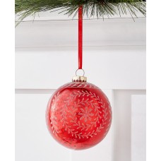 Holiday Lane Ruby Red Holiday Oversized Red Flocked Floral Ball Ornament