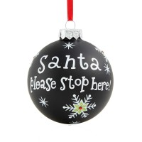 Holiday Lane Santa Please Stop Here Ornament, Black