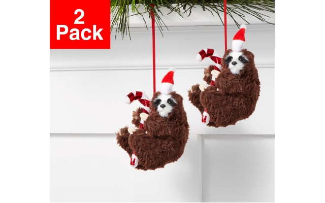  Santa’s Favorites Sloth with Santa Hat Ornament, 2 Pack, 4.0