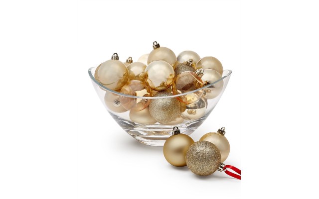  Set of 30 Assorted Shatterproof Ball Ornament, Gold