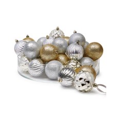 Holiday Lane Shimmer and Light Set of 32 Shatterproof Gold-Tone & Silver-Tone Ball Ornament
