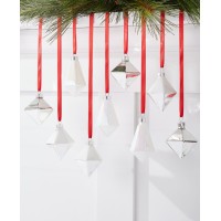 Holiday Lane Shimmer and Light Set of 9 Glass Iridescent and White Glass Diamond Ornament