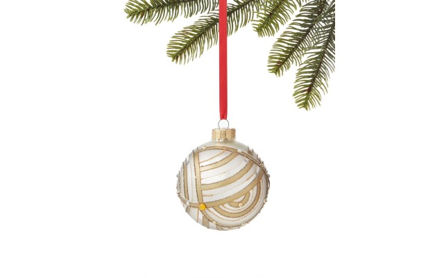  Shine Bright Gold, Silver & White-Tone Patterned Ball Ornament