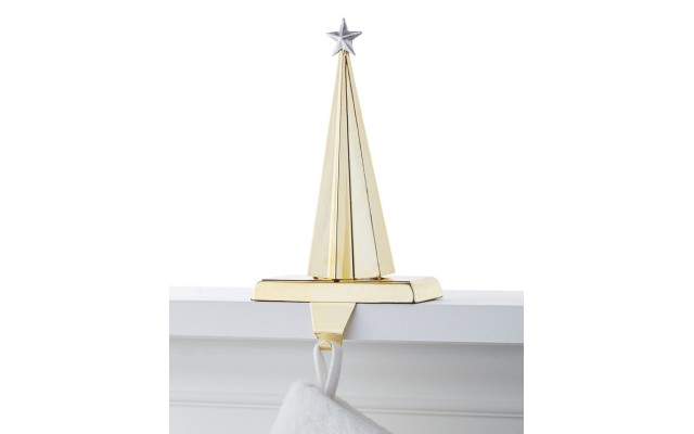  Shine Bright Gold-Tone Tree Stocking Holder,9.5″H