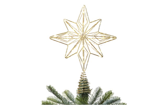  Shine Bright Light-Up Gold Wire Star Tree Topper, 10”