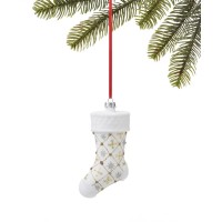 Holiday Lane Shine Bright White Stocking with Silver-Tone & Gold-Tone Snowflakes
