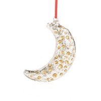 Holiday Lane Silver Glass Moon Ornament