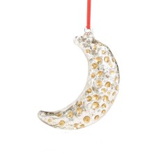 Holiday Lane Silver Glass Moon Ornament