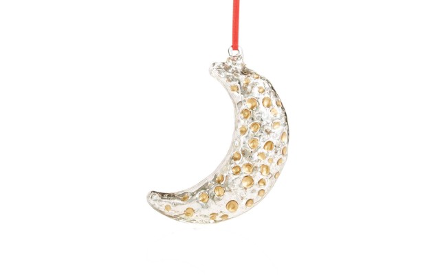  Silver Glass Moon Ornament