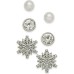 Holiday Lane Silver-Tone 3-Pc. Set Multi-Stone Stud Earrings
