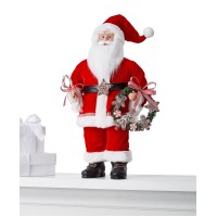 Holiday Lane Standing Santa Holding Cookies Wreath and Candy Cane, Red