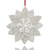 Holiday Lane White Glitter Flower Ornament