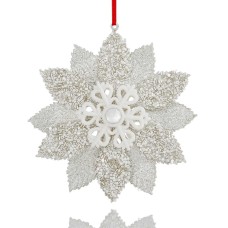 Holiday Lane White Glitter Flower Ornament