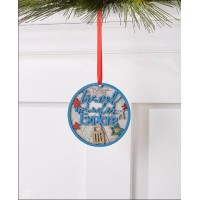 Holiday Lane World Traveler Round Paper “Travel, Wander, Explore” Glitter Ornament