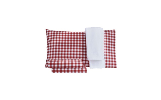 Holiday Microfiber 3 Pc Twin Sheet Set with Throw Bedding, Red, Twin