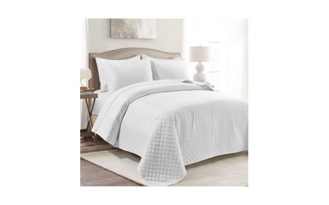  3-Piece Microfiber Full/Queen Quilt Sets, White