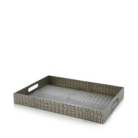 Home Essentials & Beyond 18 inch Croco Embossed Tray (Gun Metal)
