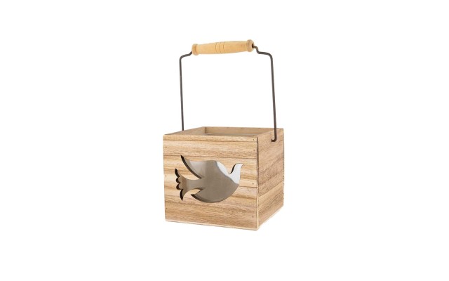  Dove Candle Holder, Tan and Clear