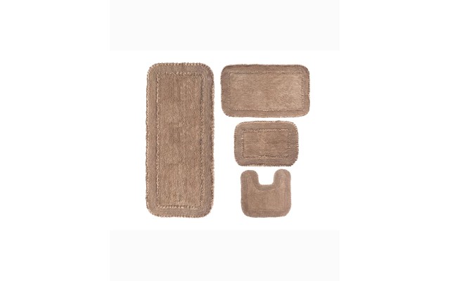  Radiant Bath Rug, 4 Piece Set, Beige