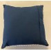  Printed Cotton Square Decorative Pillow with Mini Tassels, Blue, 20X20