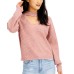  Juniors’ Mossy Choker Sweater  (Pink, M)