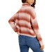  Juniors’ Spacedye-Striped Turtleneck Sweater, Rust Ombre Spacedye, Large