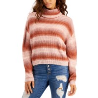 Hooked Up by Iot Juniors’ Spacedye-Striped Turtleneck Sweater, Rust Ombre Spacedye, Large