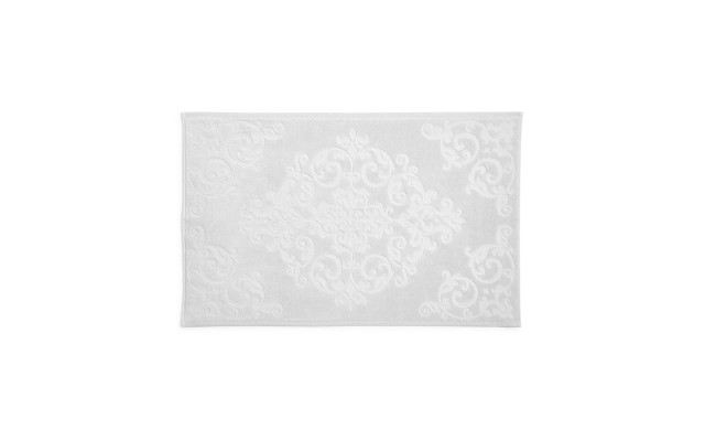  Classic Textured Scroll Bath Rug, Pearl Grey 22 x 36, Gray