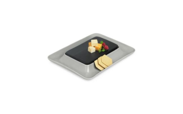  Modern Wood & Stone Cheese Cracker Server, Gray