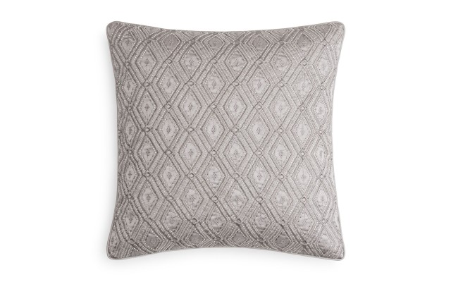 Collection Beaded Embellished Geo 20″ Decorative Pillow, Light Gray