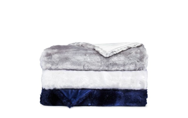  Lynx Faux Fur Throw, White, 50
