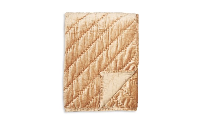  Collection Quilted Velvet Throw, Brown, 50″L x 70″W