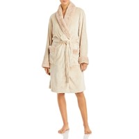Hudson Park Womens Faux Fur Robe, Beige, Large