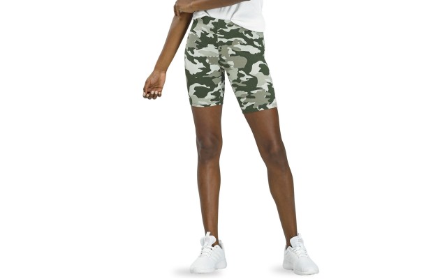  Essentials Camo-Print Bike Shorts, Green, Large
