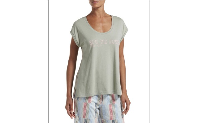   Save The Waves Tee Shirt Green Milieu