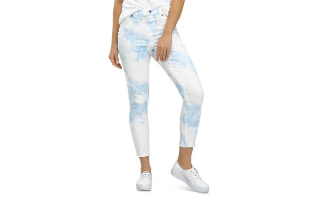 Women’s Mod Modern High Rise Tie-Dye Skimmer Denim Leggings, Blue, Small
