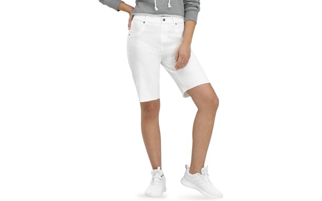  Women’s Ultra-Soft Denim High Rise Bermuda Shorts, White, Small