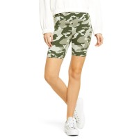 HUE Womens Hi Waist Blackout Cotton Bike Shorts, Olive, Large