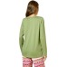  Women’s Long-Sleeve Crewneck Pajama Top – Loden Green, Large