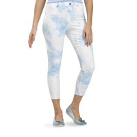 Hue Womens Mod Modern High Rise Tie-Dye Skimmer Denim Legging, Blue, Large
