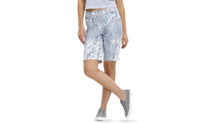  Womens Ultra-Soft Denim Ikat Zebra Bermuda Shorts, Blue, X-Small